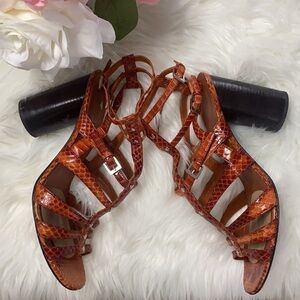 Ash Orange Snakeskin Caged Sandals size 10